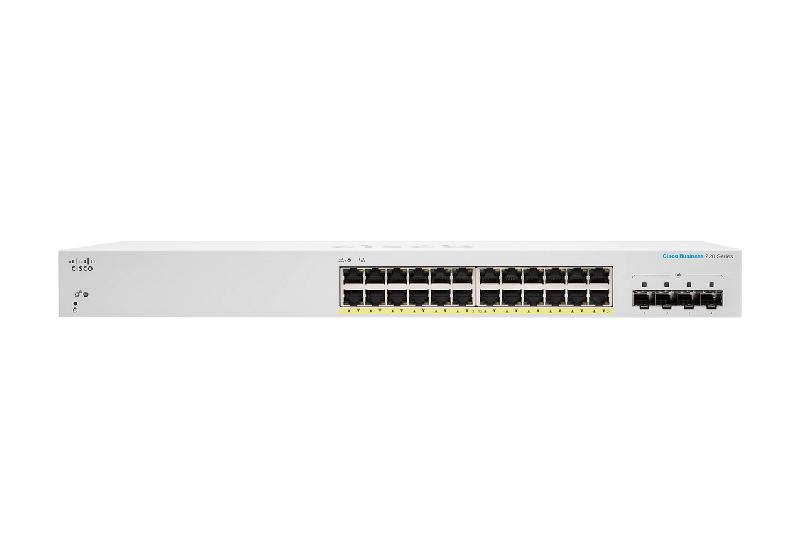 Cisco CBS220-24FP-4X Géré L2 Gigabit Ethernet (10/100/1000) Connexion Ethernet, supportant l'alimentation via ce port (PoE) Blanc_0