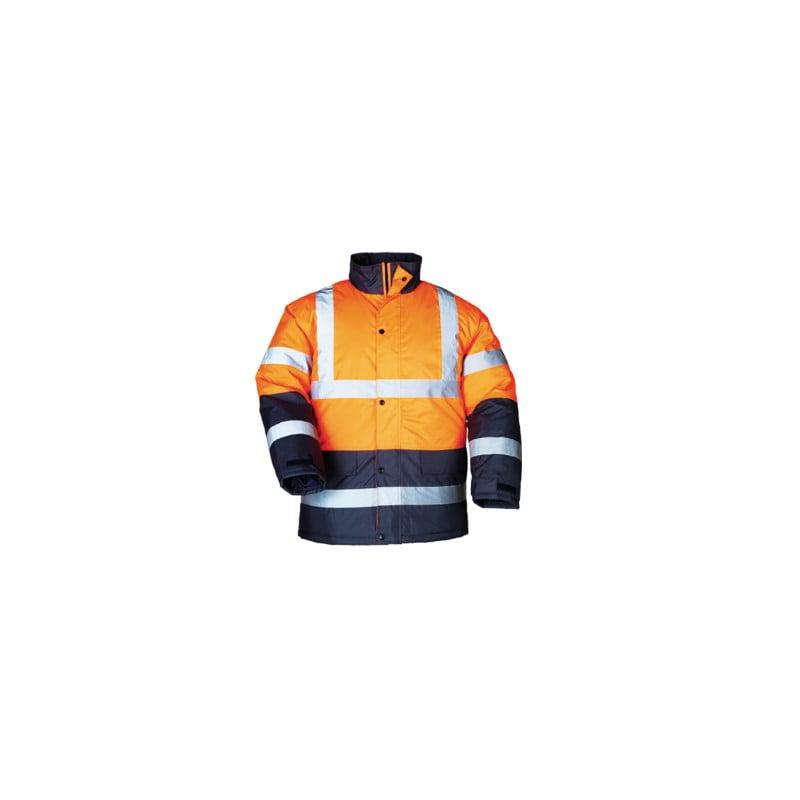 Parka - ROADWAY - 300D Oxford 100% PES enduit PU + Matelassage 140g/m2 - Orange HV/Marine - COVERGUARD | 7ROAO_0