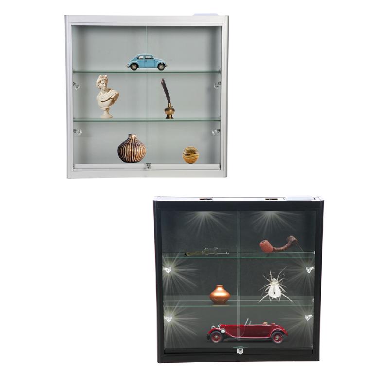 Vitrine Murale LED et verre - Gris Alu Réf : 2228418_0