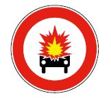 Panneau d'interdiction pour véhicules transportant des matières explosives ou inflammables - B18a_0