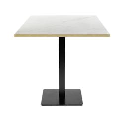 Restootab - Table 70x70cm - modèle Milan marbre paros chants laiton - blanc fonte 3760371511457_0