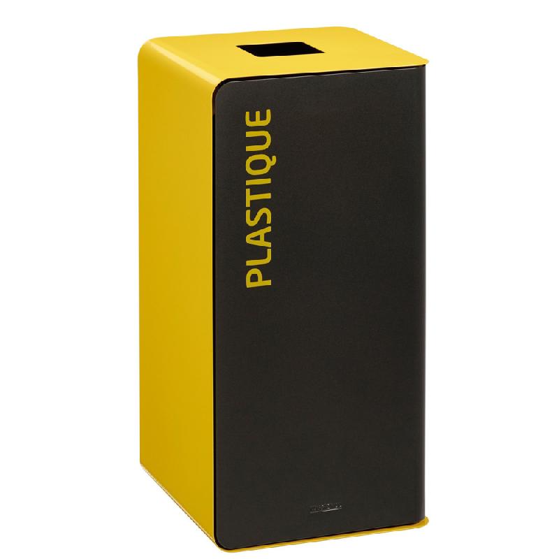 ROSSIGNOL Borne de tri selectif 75 L sans serrure - support sac - cubatri - tri plastique - manganese / jaune colza_0