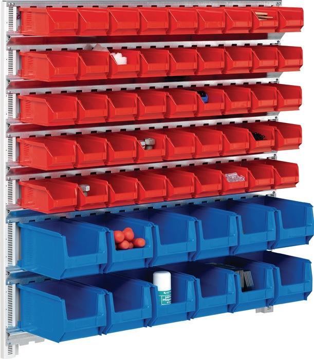 Jeu de boîtes de rangement ouvertes acier galvanisé H1000xl1010xP180 mm avec boîtes de rangement ouv. 72 x MK5 rouge_0