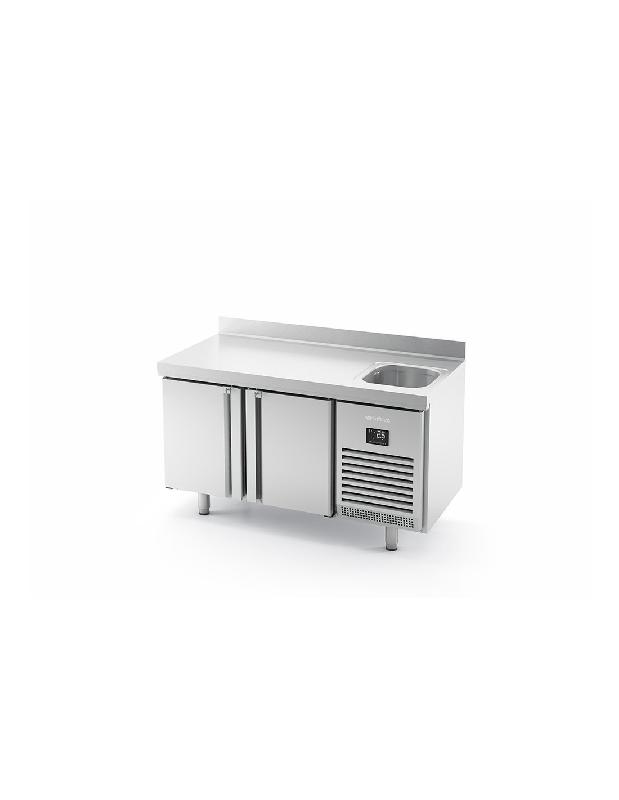 Desserte positive 3 portes BMPPF1500 II avec évier Infrico - Inox AISI 304 - Température de fonctionnement -2°C à +8°C_0