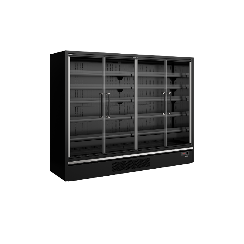 Vitrine ventilée positive 1258 Litres, 6 niveaux, 4 portes vitrées battantes, noire, 868 W, 220 V - MONO_0