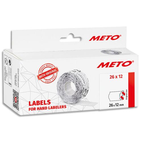 Meto boîte de 6 rouleaux étiquettes meto 26x12mm blanches sinusoïdales adhésif permanent_0