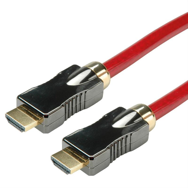 ROLINE Câble HDMI 8K (7680 x 4320) avec Ethernet, M/M, rouge, 1 m_0