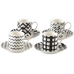 Aulica Tasses Cafe 90Ml Noir Et Blanc - Lot De 4 - blanc céramique 362001_0