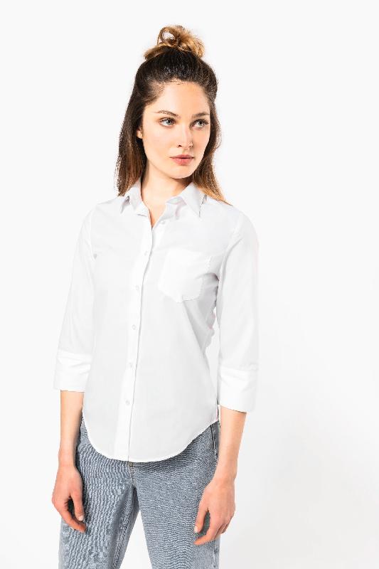 Chemise popeline polycoton manches 3/4 entretien facile femme -  Réf: K558_0