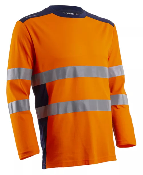 T-shirt manches longues - 55% CO/45% PES UPF 35+ 150g/m2 - Orange HV/Marine - Référence : 5RIK170_0