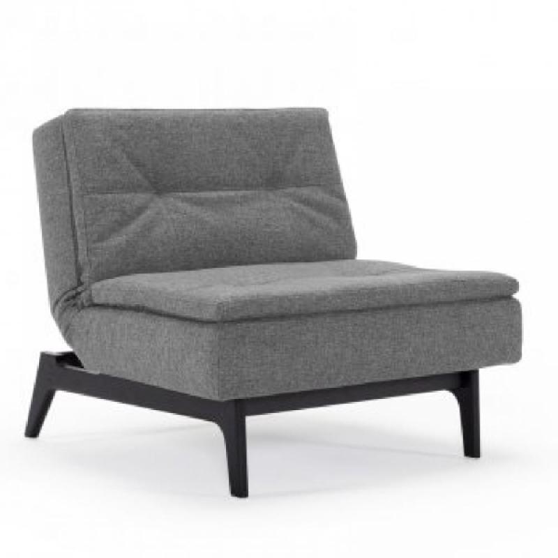 INNOVATION LIVING  FAUTEUIL DESIGN DUBLEXO EIK TISSU GRIS TWIST CHARCOAL CONVERTIBLE LIT 90*115 CM PIÉTEMENT TEINTÉ NOIR_0