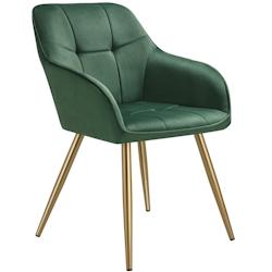 TecTake GmbH tectake Chaise MARILYN aspect velours capitonné - vert foncé/or, par pièce -405726 - vert 405726_0