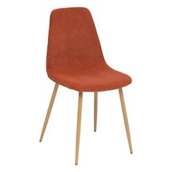 Atmosphera Chaise de table en Velours côtelé Terracotta et pieds en métal effet bois - orange 3560232819605_0