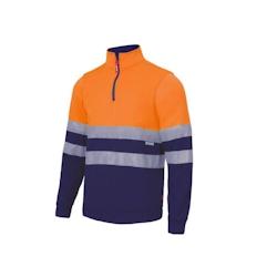 Sweat col zippé bicolore haute visibilité VELILLA orange|navy T.L Velilla - L polyester 8434455386549_0