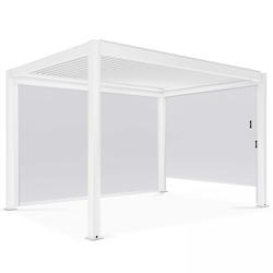 Oviala Business Pergola bioclimatique blanche 3x4m autoportée avec 2 stores - blanc aluminium 109362_0