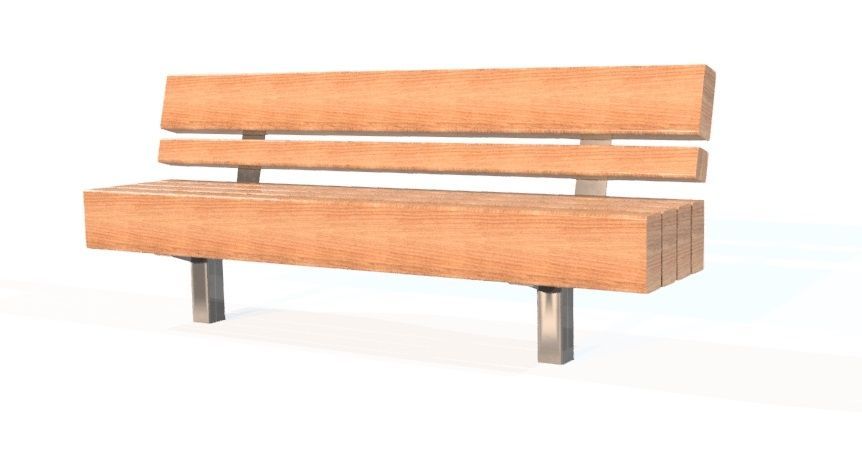 Banc en acier inoxydable & Bois Classe IV avec dossier - Référence MUB29_0