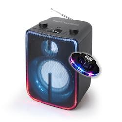 Enceinte sans fil Muse M-1802DJ stéréo 60W - Bluetooth 5.0 - Radio FM - Effets lumineux - Batterie rechargeable,  USB, OVNI LED - 3701123949937_0