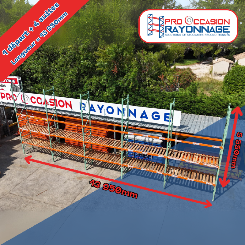 Lot de rayonnage - Hauteur 5 500mm, Longueur 13 950mm, Profondeur 1 000mm - Manulab_0