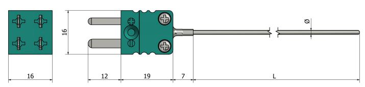 Thermocouple chemisé - Sortie connecteur miniature (duplex) - TM11_0