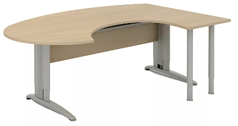 Bureau d'angle forme arc compact réglable en hauteur avec goulotte passe-câbles So Enix_0