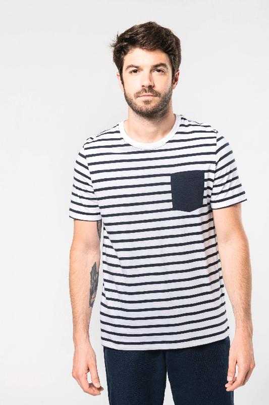 T-shirt rayé marin avec poche manches courtes homme -  Réf: K378_0