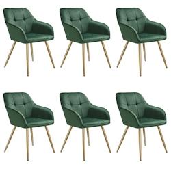 TecTake GmbH tectake Chaise MARILYN aspect velours capitonné - vert foncé/or, Lot de 6 -405786 - vert 405786_0