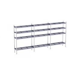 Distform Rayonnage en Inox avec Clayettes 4 Niveaux en Polypropylène P.400mm et H.1800mm Acier inoxydable 4220x400x400x1800mm - 641094087104_0