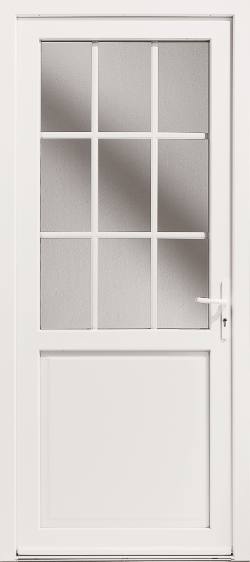 Porte d'Entrée PVC Silène 9 Vitrée 9 Carreaux Blanc, Gris ou Chêne Sur Mesure Référence: Porte PVC Silène 9_0