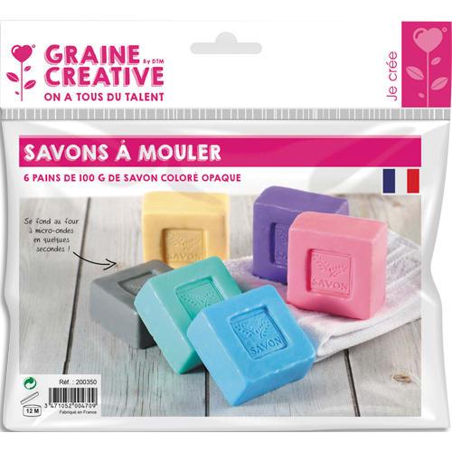 Graine creative lot de 6 pains de 100gr de savons colorés opaques, fond au micro-ondes - coloris assortis_0