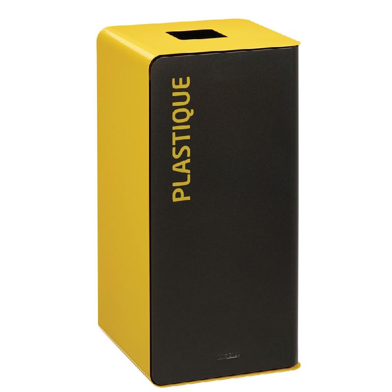 ROSSIGNOL Borne de tri selectif 40 L sans serrure - cubatri - tri plastique - gris manganese + jaune colza_0