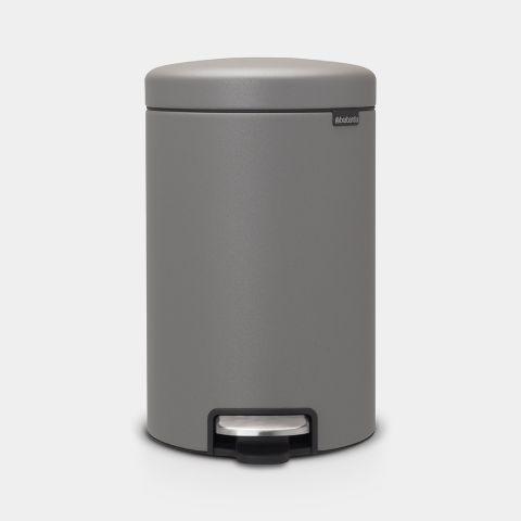 Poubelle à pédale NewIcon 12 litres - Mineral Concrete Grey - Brabantia - Petite taille, pédale en acier inoxydable, couvercle anti-odeurs et système anti-basculement_0