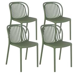 Oviala Business Lot de 4 chaises de terrasse en plastique vert olive - vert plastique 111519_0