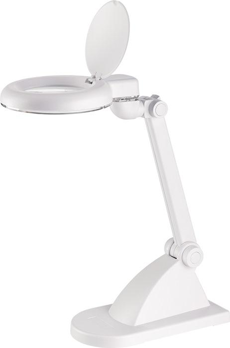 Éclairage à  loupe à  LED lentille en verre 88,9 (3,5 po.) pied de support blanc avec cache, tête ronde_0