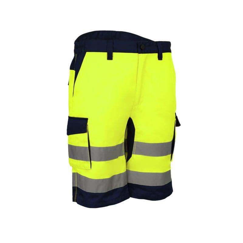 Bermuda - HIBANA - 60% CO/40% PES 270g/m2 + Stretch - Jaune HV/Marine - COVERGUARD | 5HBS160_0