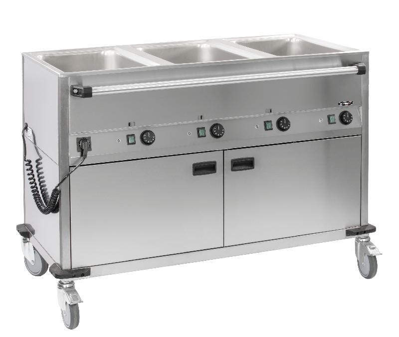 Chariot bain-marie à eau 3xGN 1/1 avec soubassement chauffant horizontal_0