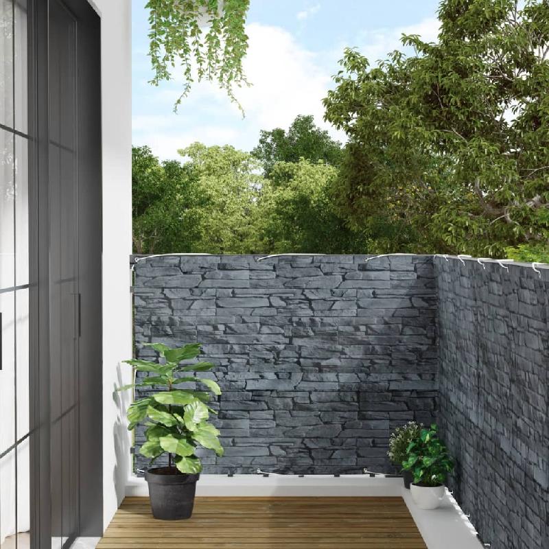 Vidaxl écran d'intimité de jardin aspect pierre de rebord gris pvc 4005526_0