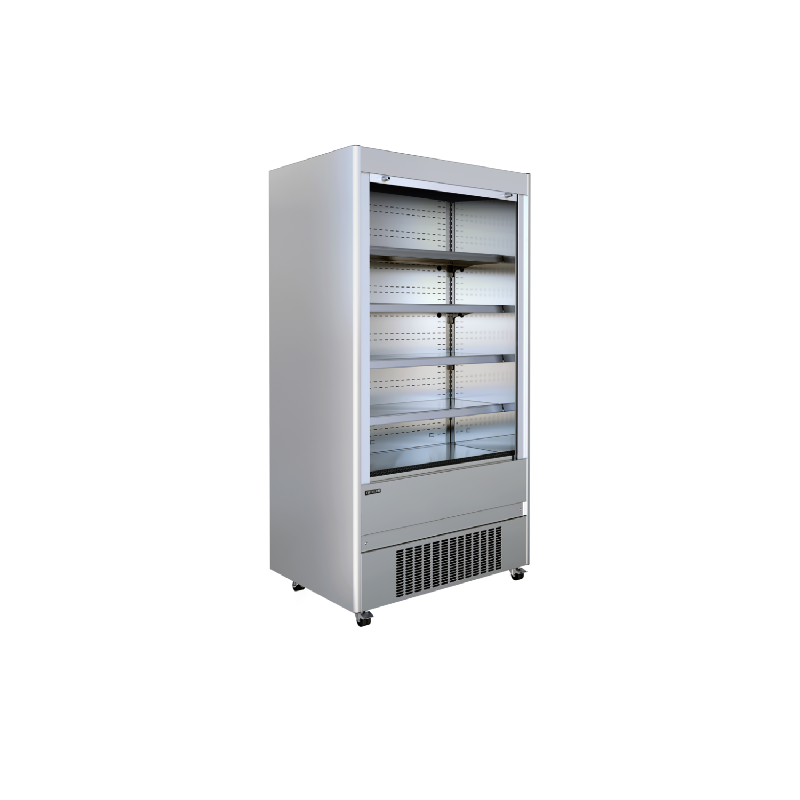 Vitrine inox ventilée positive 580 Litres, 5 niveaux, rideau inclus, sur roulettes, 1080 W, 220 V - MONO_0