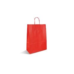 Déstockage // Sac papier rouge poignées torsadées assorties 36+12x41 cm - Vendu par 200 - 3760365401412_0