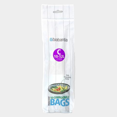 Sacs PerfectFit compostables -Code C (10-12 litres), Rouleau de 10 sacs pour poubelles Brabantia_0