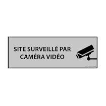 Panneau d'information - Site surveillé par caméra vidéo   - 450 x 150 - PVC - Gris - Lot de 2_0