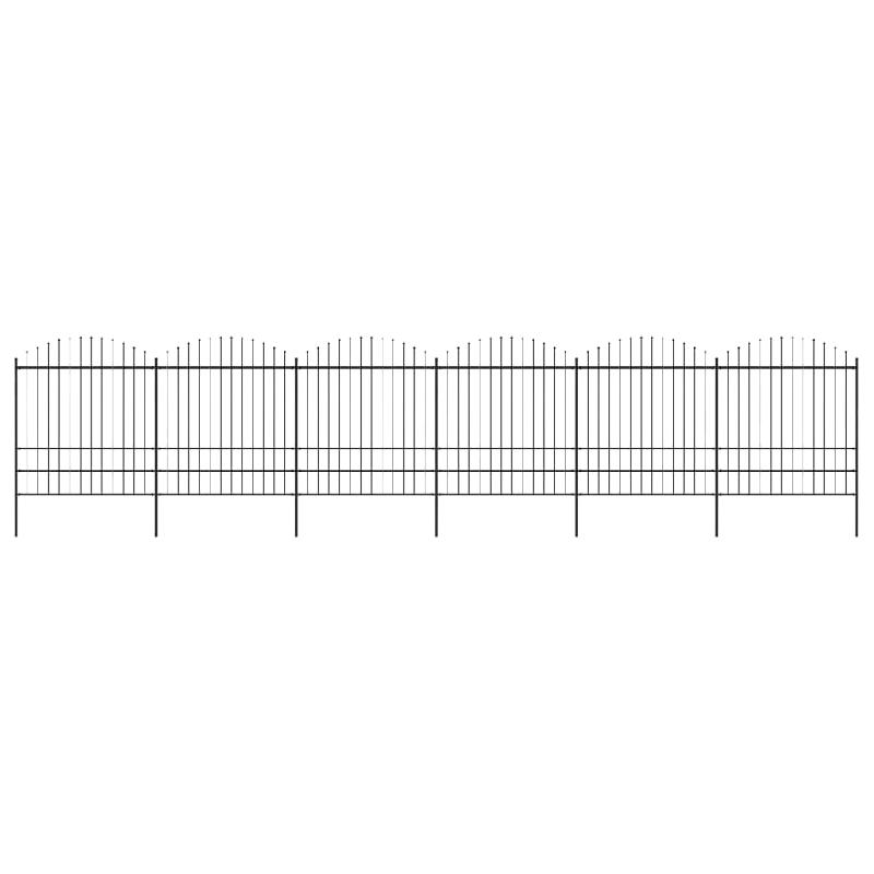 Vidaxl clôture de jardin à dessus en lance acier (1,75-2)x10,2 m noir 277753_0