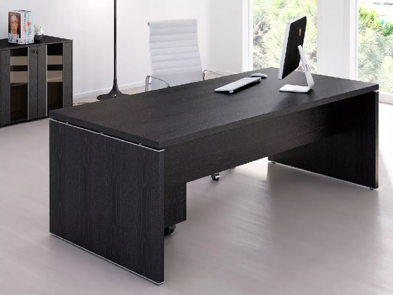 Bureau individuel pied panneau So Flora - Frêne Noir, 210 x 90 cm_0