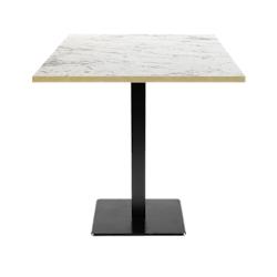 Restootab - Table 70x70cm - modèle Milan marbre calacatta chants laiton - blanc fonte 3760371511501_0