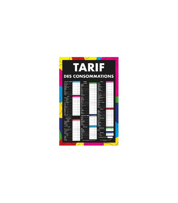 Panneau d'affichage moderne - TARIF DES CONSOMMATIONS - 61 x 41 cm - Référence : REG600-21P_0