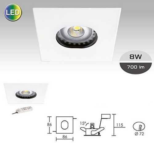 Kit Spot Encastré Carré Nickel Brossé Led 8w 4000k Zeta C Aric