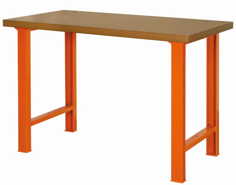 Établi avec plateau MDF à usage intensif avec 4 pieds, orange, 1 500 mm x 750 mm x 1 030 mm - 1495WB15TD_0