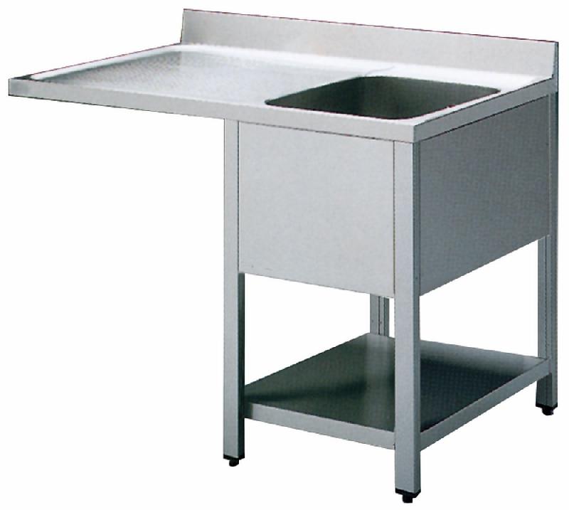 Plonge inox sur piètement avec étagère inférieure, place pour lave-vaisselle, 1 bac à droite, 1200x600 mm - SLG1LS12560_0