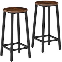 Tectake 2 Tabourets de bar Corby - Bois foncé industriel, rustique -404332 - marron Bois manufacturé 404332_0