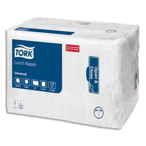 Tork paquet de 500 serviettes de table 1 pli blanches - format 33 x 33 cm_0