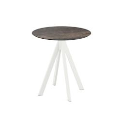 Essentials Table de bistrot - Plateau rond - Diamètre 70 cm - Blanc/Riverwashed Wood - Infinity - Veba - 120021470_0